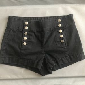 Black, Button-Up Shorts